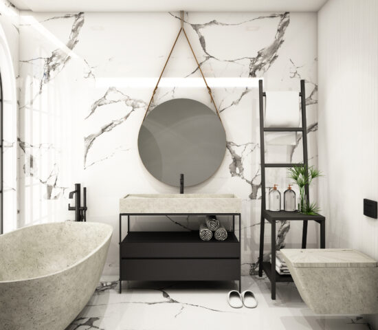 Modern Bathroom Interior design,trend design 2019 ,3d rendering