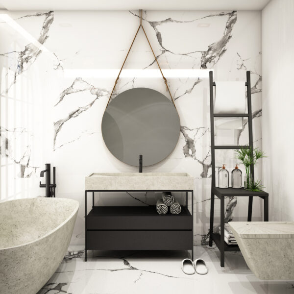 Modern Bathroom Interior design,trend design 2019 ,3d rendering